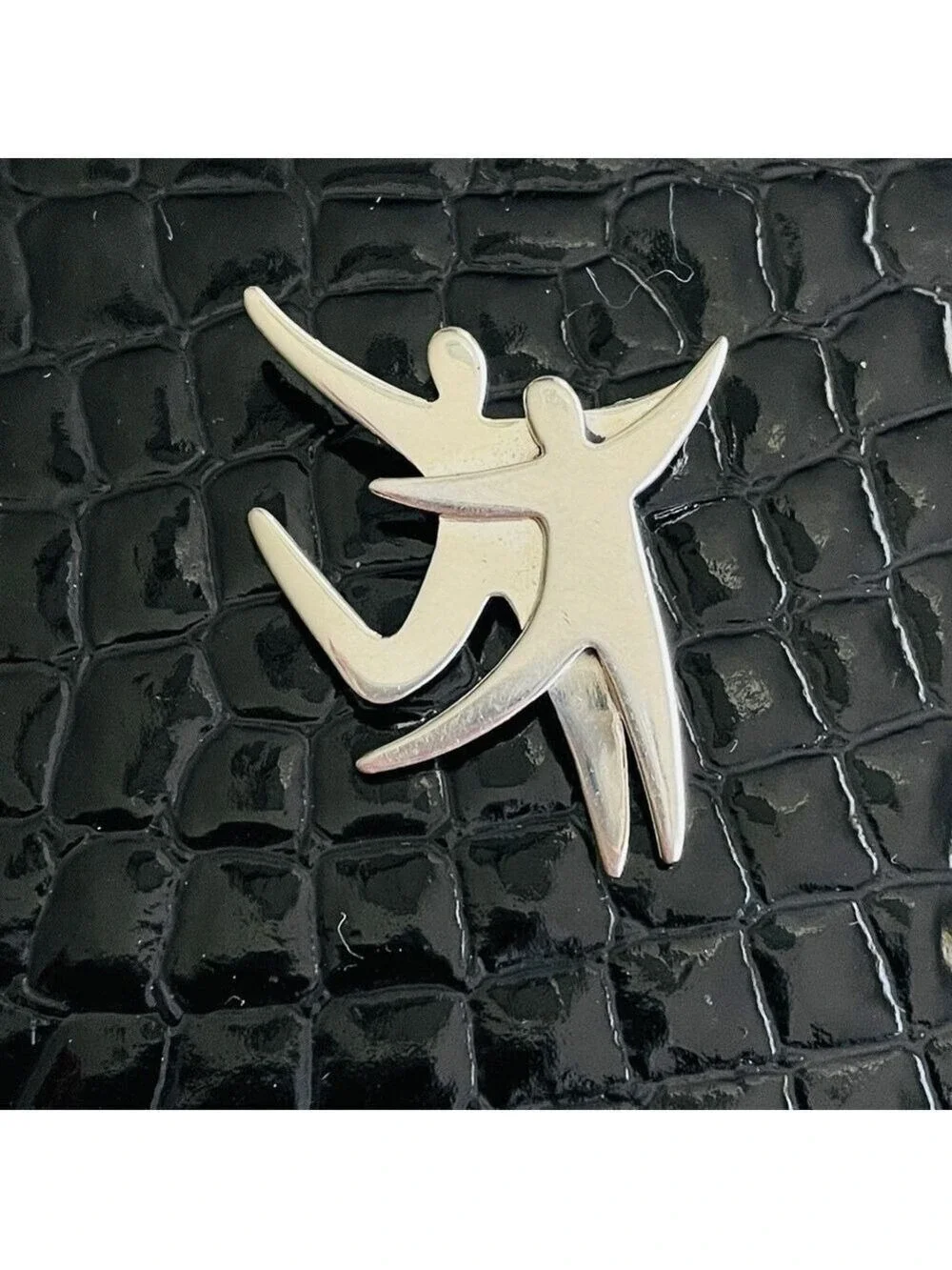 Vintage Far Fetched Dancing People Happy Couple Sterling Modernist Brooc…